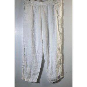 Womens Click‎ Linen Straight Leg Ankle Pants White S Linen Pockets